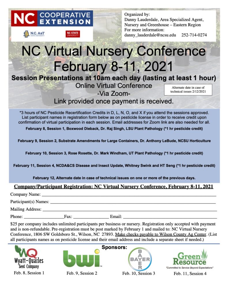 Nc Virtual Nursery Conference February 8 11 21 North Carolina Cooperative Extension