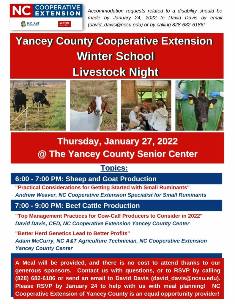 2022 Yancey County Winter School Livestock Flyer