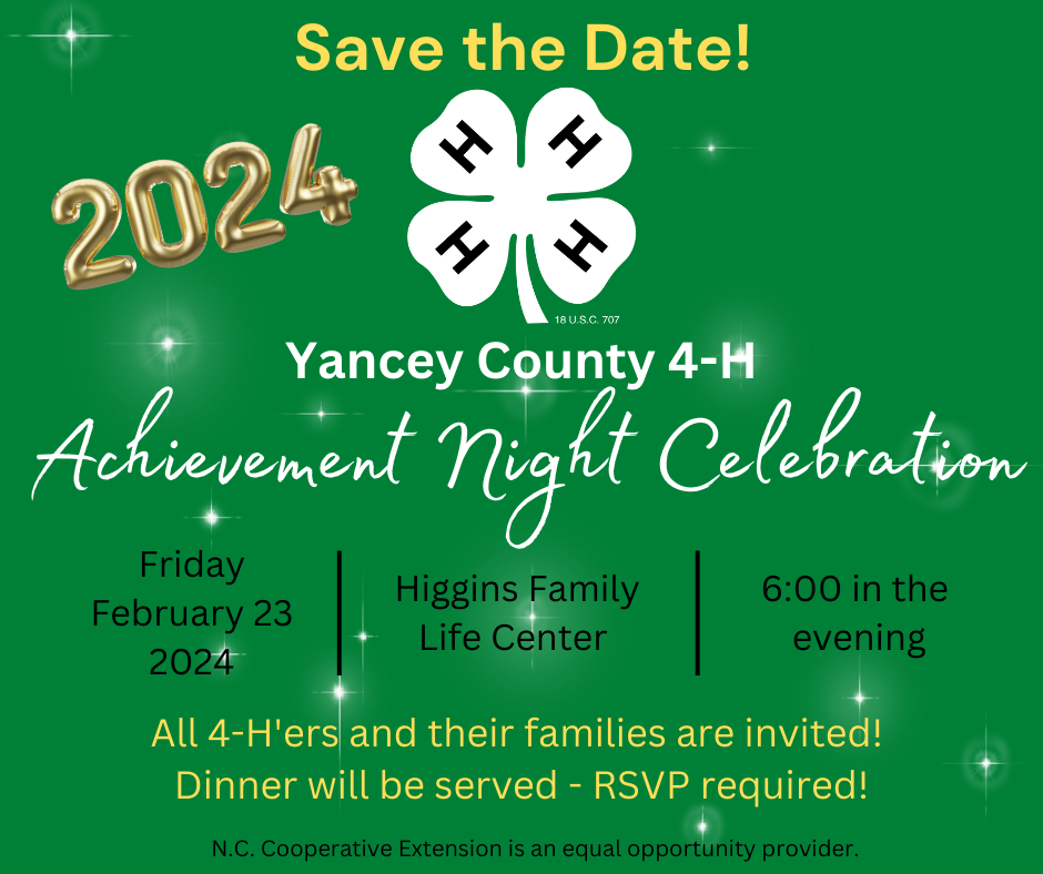 Save the Date, Yancey County 4-H Achievement Night Celebration