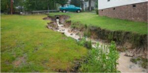 stream damaged by flooding